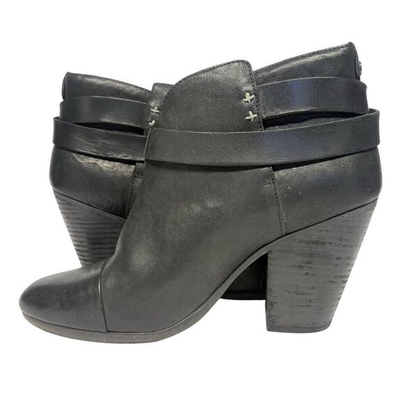 Rag & Bone Harrow Heeled Ankle Black Leather Boots Booties Women’s Size 40 / 10 - Picture 6 of 9